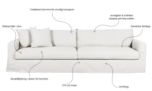 En vit soffa med generöst sittdjup, avtagbar klädsel och bonellfjädring. Perfekt för dig som vill bygga egen soffa med komfort och stil.