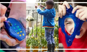 Barn målar stenar, vattnar blommor och leker med slime. Massor av roliga aktiviteter för barn!