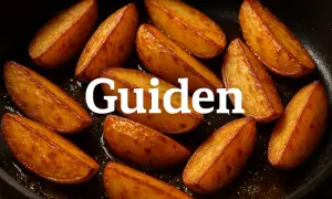 Gyldene, råstekte poteter i en stekepanne. Perfekt som tilbehør til middagen.