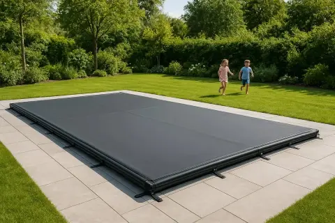 Ett modernt poolskydd som ger en säker och ren pool. Perfekt för dig som vill bygga eget poolskydd och njuta av sommaren.