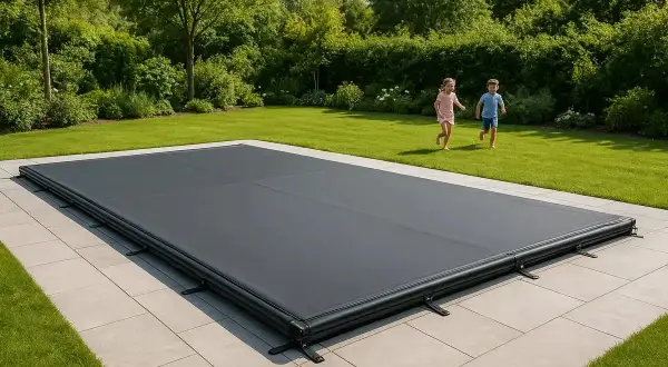 Ett modernt poolskydd som ger en säker och ren pool. Perfekt för dig som vill bygga eget poolskydd och njuta av sommaren.