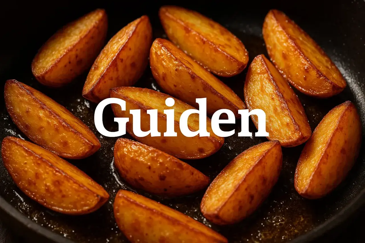 Gyldene, råstekte poteter i en stekepanne. Perfekt som tilbehør til middagen.